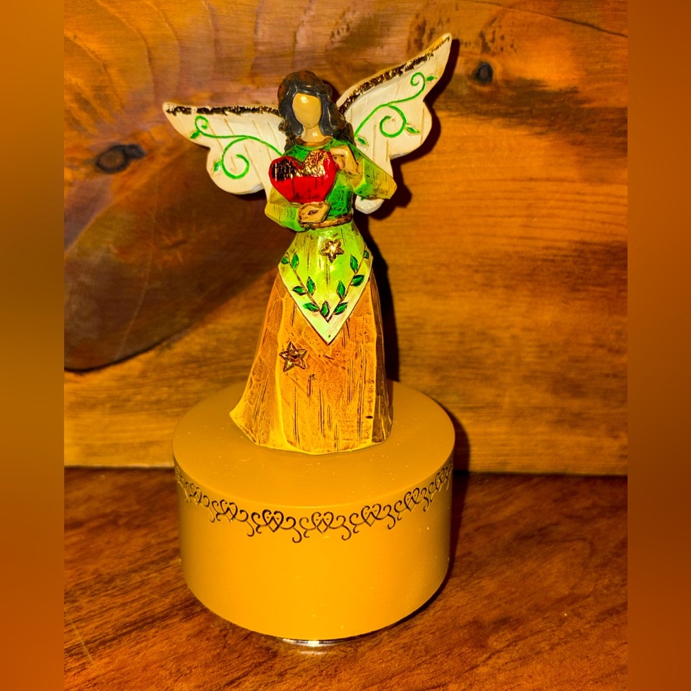 New Lucky Love Guardian angel music box wood carved
